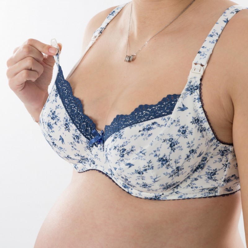 Soutien-gorge de grossesse et allaitement doux - Bleu